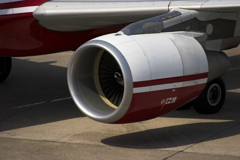 eine Flugzeugturbine der Air Berlin